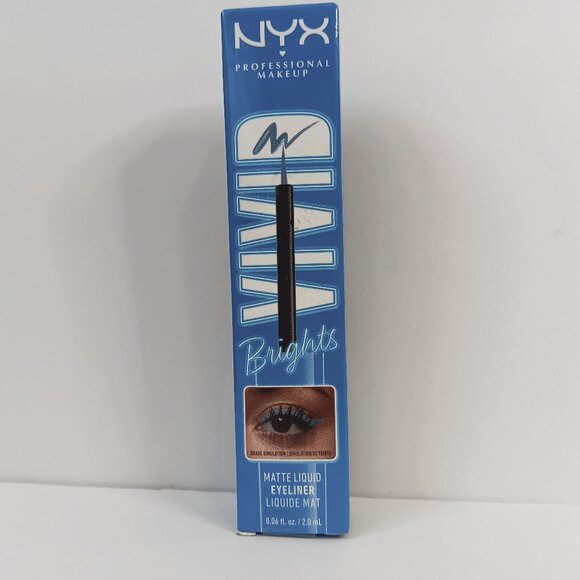 NYX Cobalt Crush Vivid Brights Matte Liquid Eyeliner 0.06 fl. oz /2.0 mL VBLL05 - Picture 1 of 10